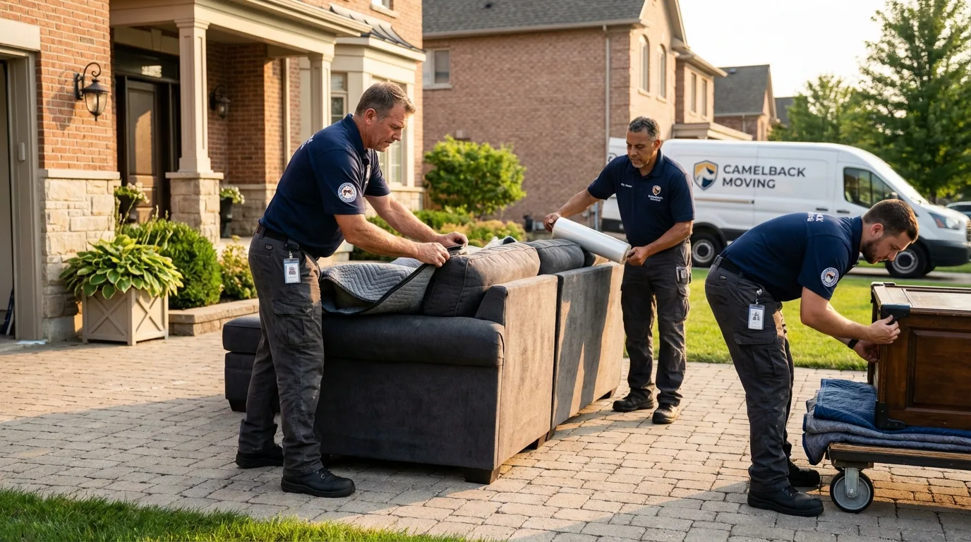 Large estate moving crew wrapping furniture in Newberry, MI