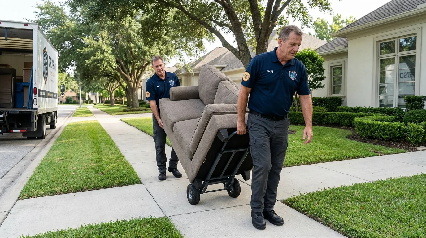 Local residential moving crew loading furniture in Newberry, MI
